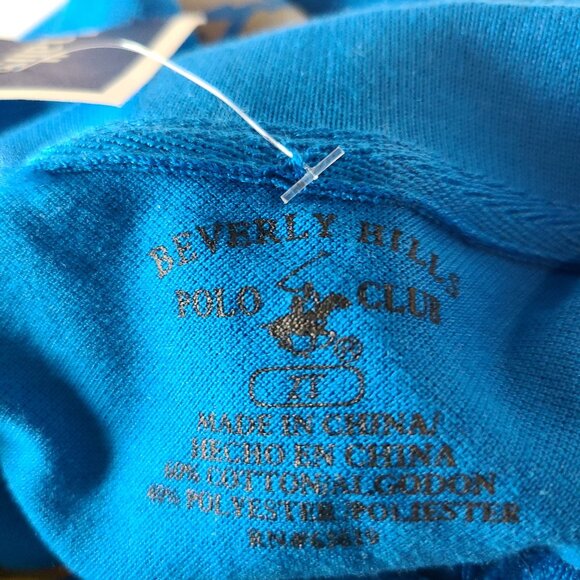 BEVERLY HILLS POLO CLUB SHORT SLEEVE BLUE/YELLOW LOGO FRONT & BACK SIZE 2 T - Picture 2 of 11